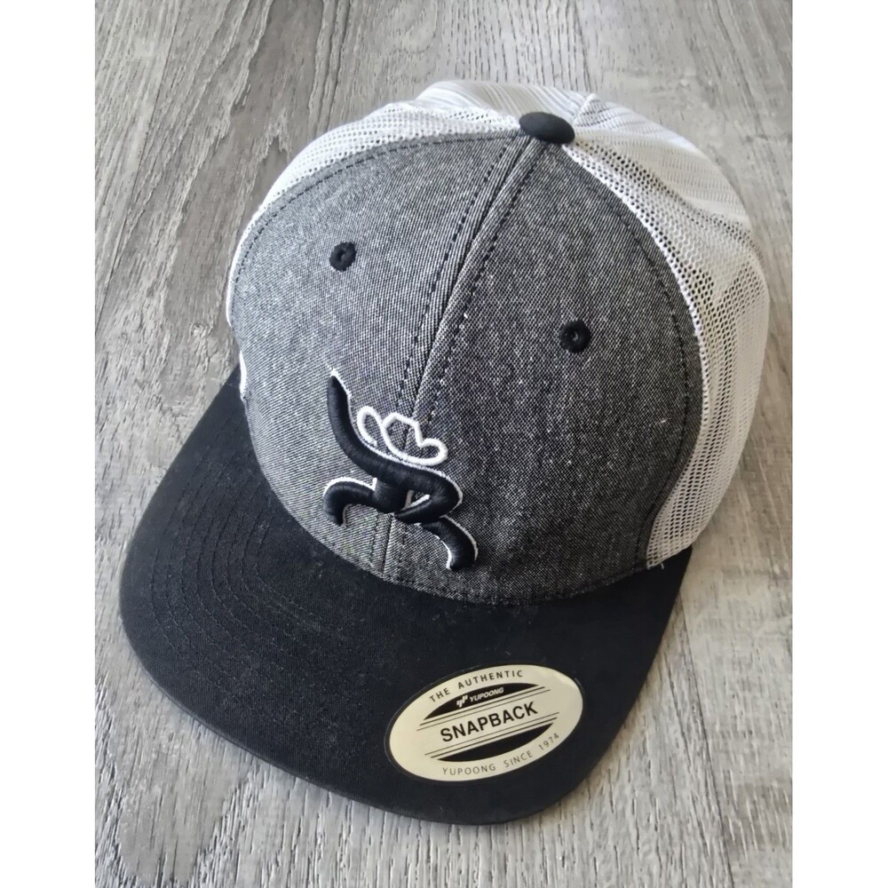 Hooey Mens Roughy Adjustable Snapback Baseball Cap Hat Grey Black Rodeo Cowboy - Picture 8 of 8